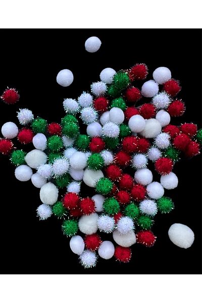 BukiroAtelier Set of 30 Glitter Plush Pompons - Christmas Ornament Decoration Pompons