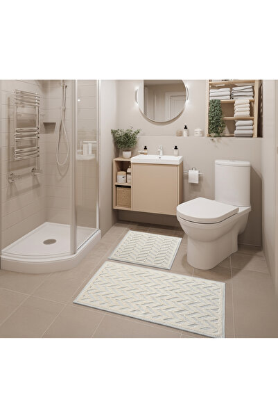 WOOF HOME 2 Li Bukle Banyo Takımı (BANYO TEKSTİLİ/MODERN/DOĞAL/SADE/ŞIK KAYMA...