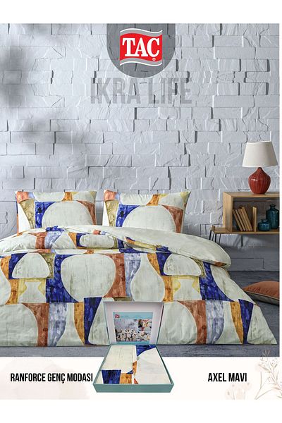 Taç Axel Blue Ranforce - Комплект завивка за единична юрганка 160x220 | 8682475611671