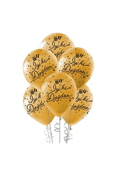 Öz-bal 10 Pcs Happy Birthday Themed Metallic Balloon - Circumference Printed