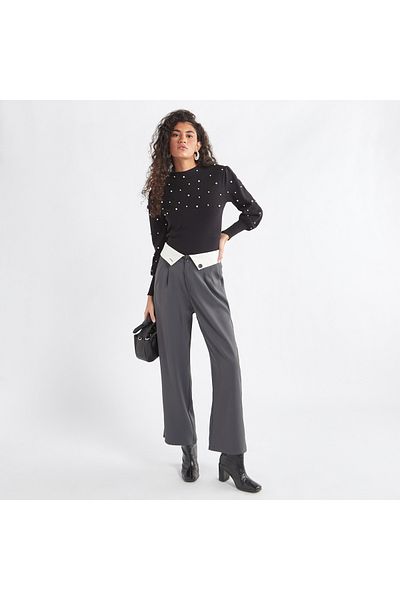 FAV Pearl Embellished Sweater with Long Sleeves