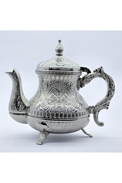 Zamak Süslemeli Gümüş Kaplamalı Osmanlı Çaydanlığı Hediyelik ve Dekorasyon