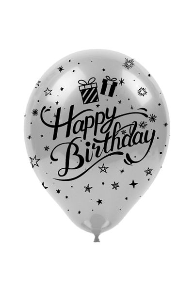 Öz-bal Happy Birthday Themed 10 Pcs Metallic Balloons - for Birthday Celebrations with Environmental Print