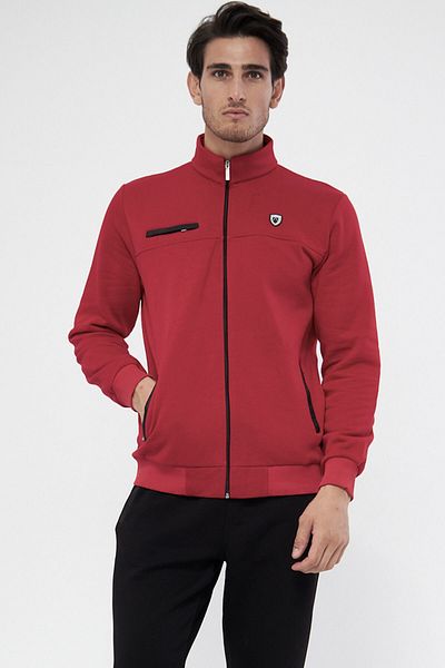 Marco Ferry Men's Red Half Turtleneck Straight Leg 3 Thread Raised Winter Tracksuit Set Edy 201501 K
