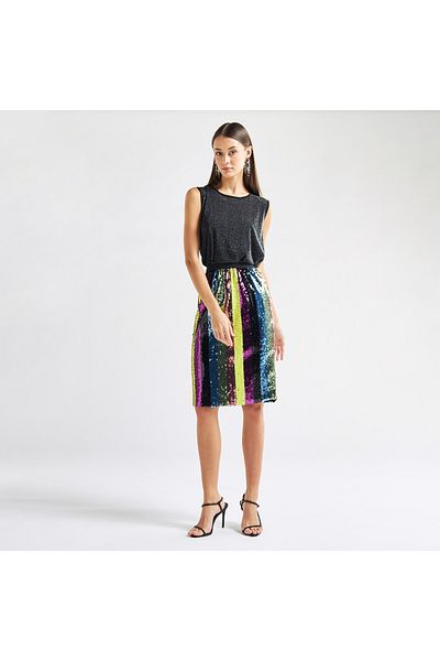 FAV Sequin Embellished Skirt with Elasticated Waistband