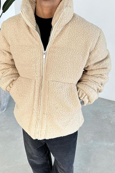 HAFKAGİYİM Μπεζ Μεγάλη Τσέπη Teddy Puffer Παλτό