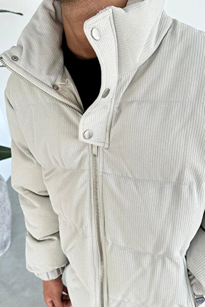 HAFKAGİYİM Gray Corded Snap Detail Inflatable Coat