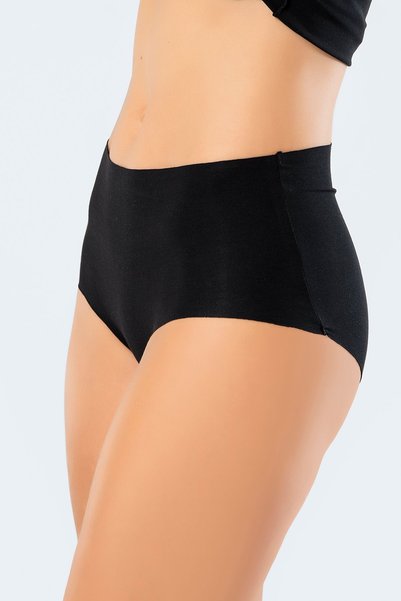 TÜREN 911 Women's Laser Cut Cotton High Waist Panties-Black