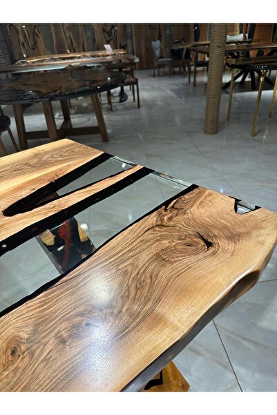 Gül natural furniture Şeffaf Epoksili Ceviz Ahşap Masa