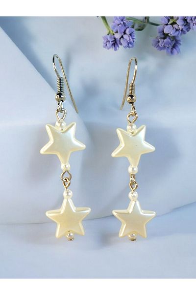 Crystal Atelier Aesthetic Soft Vibes Vintage Y2K Fairycore Star Dangle Star Earrings-White Color Star Earrings