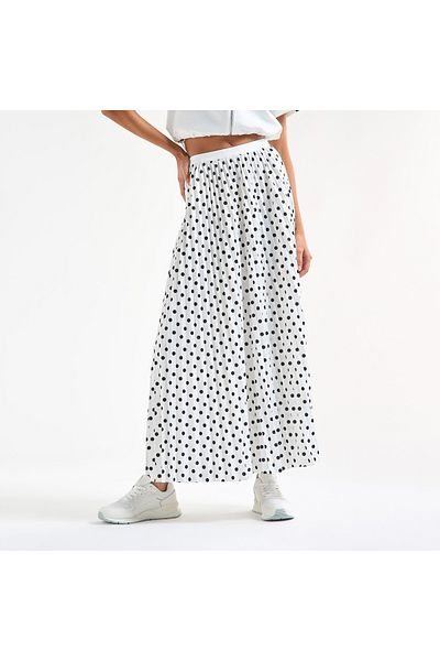 FAV All-Over Polka Dot Print A-line Skirt with Elasticated Waistband