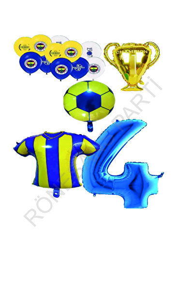 RÖNESANS PARTİ مجموعة بالونات عصر النهضة باللون الأصفر والأزرق الداكن - مفهوم العمر 4