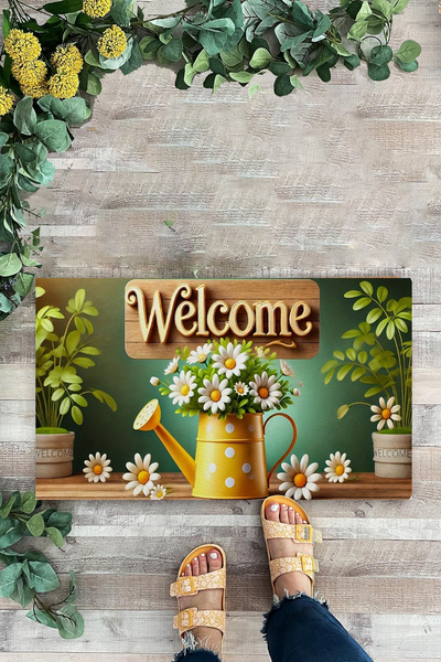 KARMAT Covoraș verde de bun venit pentru ușă, covoraș cu imprimare digitală