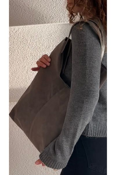 Boutiquehaki Άνετη μαλακή σουέτ τσάντα