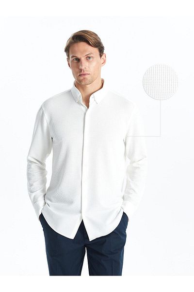 LC Waikiki Ανδρικό μακρυμάνικο πουκάμισο SOUTHBLUE Slim Fit