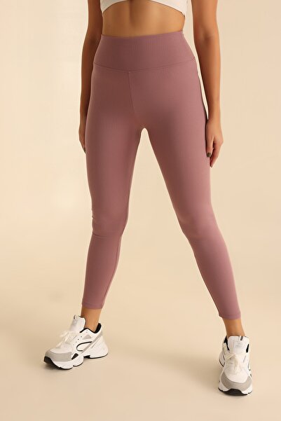 Bled Χειμερινό κολάν Premium Interlock - Αποξηραμένο τριαντάφυλλο με φλις, ραβδώσεις και επαναφορά