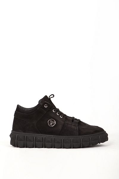 MARCOMEN Men's Black Comfort Casual Shoes - Thick Sole, Lace-up, Genuine Leather 18469