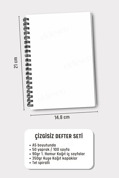Eldesen Tasarım Van Gogh Spiral Unlined School Notebook Set, A5 / 50 Sheets 100 Pages Set of 4, Unlined Notebook Set