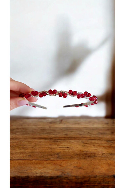 Eva Flore Red Crown with Crystal Stones - Henna Night Crown - Maternity Crown - Engagement Crown