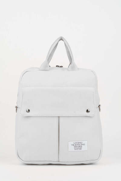 Vivaq Unisex Λευκό χοντρό ύφασμα καμβά 5 θέσεων με φερμουάρ που κλείνει με ιμάντα ώμου