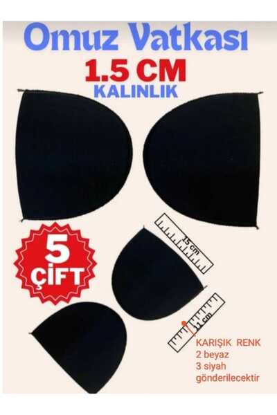 POLANGEL Karışık 3 Siyah 2 Beyaz 1,5 Cm Amaçlı Omuz Ve Bot Vatkası( 5 Cift) 1...