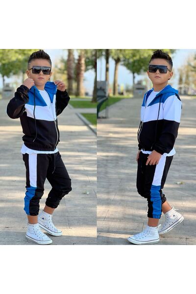 demir kids Erkek cocuk renkli garnili uclu esofman takımı