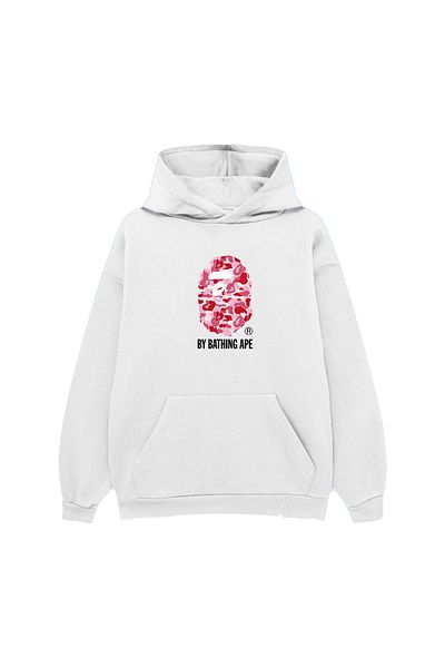 PURE EFFECT Unisex Oversize A Bathing Ape Kiss με στάμπα 100% βαμβάκι με 3 νήματα ράστερ φούτερ με κουκούλα