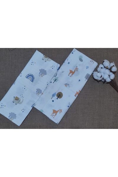 Alpıno Newborn Muslin Blanket & Blanket (100% Cotton Baby Blanket 85 cm X 85 cm) 2 Pieces