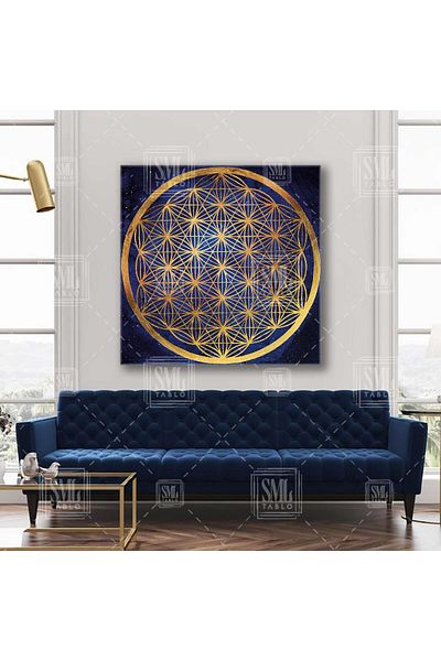 SML TABLO Λουλούδι της ζωής Sri Yantra Circle of Life Γεωμετρία Ινδουισμός Τετράγωνος πίνακας σε καμβά