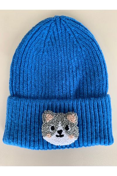 byebruketenci Blue Wool Child-Young Cat Punch Figured Gift