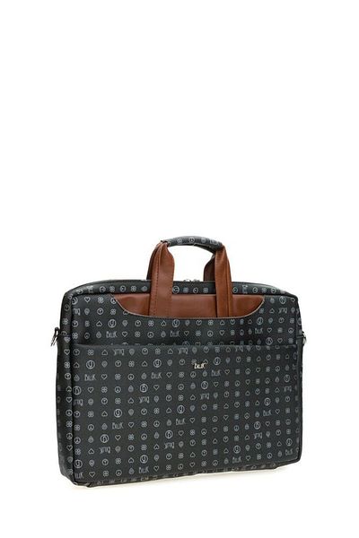 Bilik Deri حقيبة كمبيوتر محمول وحقيبة يد للجنسين باللون الأسود/الأسمر Monogram Briefcase-mg