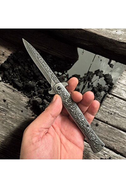 VAS.QUE Otantik Gül Desenli Çelik Çakı