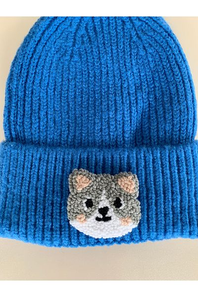 byebruketenci Blue Wool Child-Young Cat Punch Figured Gift