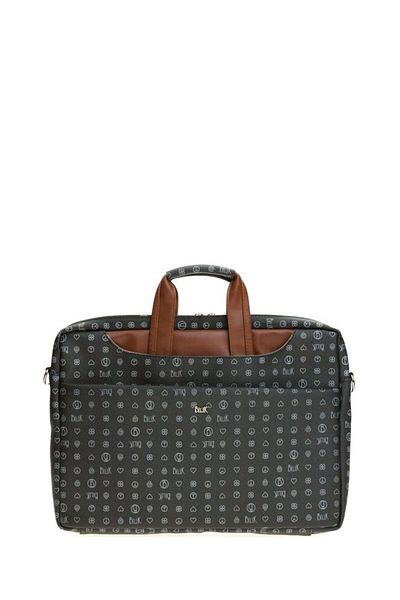 Bilik Deri حقيبة كمبيوتر محمول وحقيبة يد للجنسين باللون الأسود/الأسمر Monogram Briefcase-mg