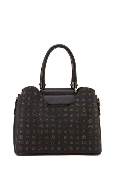 Bilik Deri Monogram Black Women's Handbag RİV 228-MN