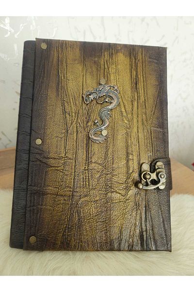 Legend Genuine Leather Italian Printed Special Dragon Pattern Handmade Notebook