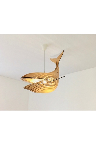 hü ma tasarım ve aksesuar Whale Çocuk Genç Odası İçin Doğal Ahşap Mdf 3D Puzz...