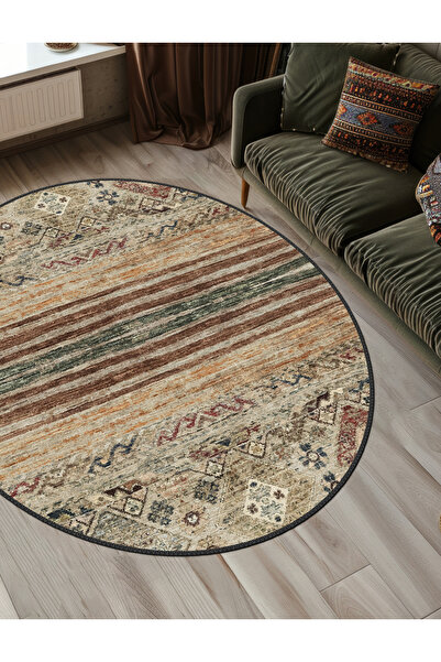 blcmoda Dokuma Taban Modern Tasarım Yıkanabilir Kaymaz Taban Yuvarlak Halı Yo...