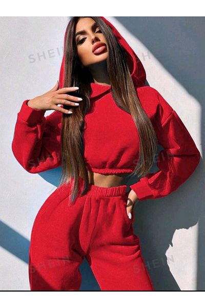 Cardee Hooded Crop Tracksuit Set