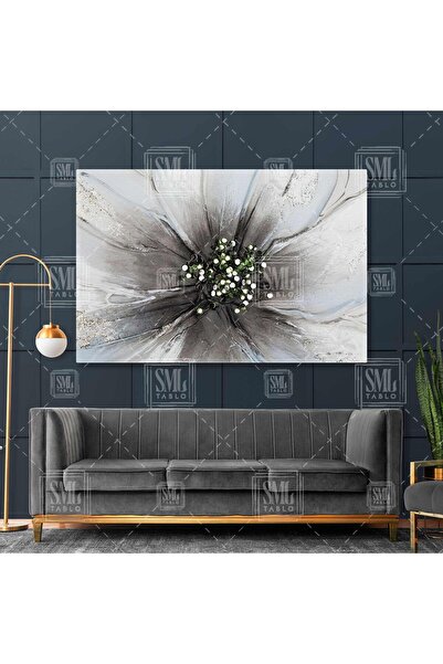 SML TABLO Tomurcuklu Beyaz Çiçek Pastel Tonlar Yatay Kanvas Tablo