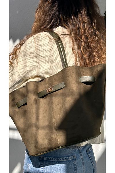 Boutiquehaki Soone Suede Drawstring Belt Detail Shoulder and Crossbody Bag