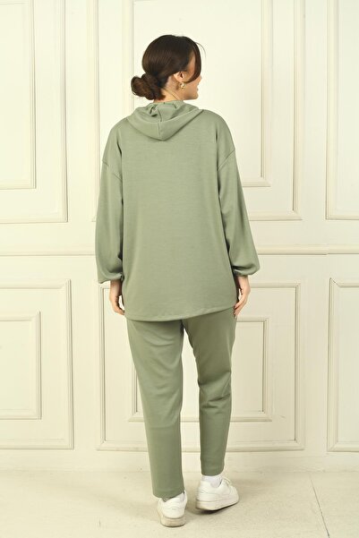 By Saygı Női elülső cipzáras kapucnis kenguru zsebes kabát elasztikus derék nadrág zsebekkel, kényelmes szabású szavazás