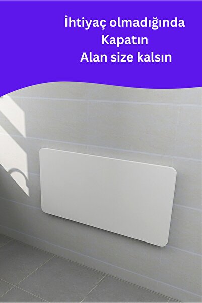 Kydonia Home 60x110 cm Mdf Lam 4 Köşesi Oval Duvara Monte Kırma Katlanır Yemek Mutfak Masası