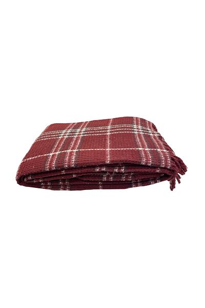 Lady Home Claret Red Skoç Blanket - Double, Textured Cotton, 180*220 cm