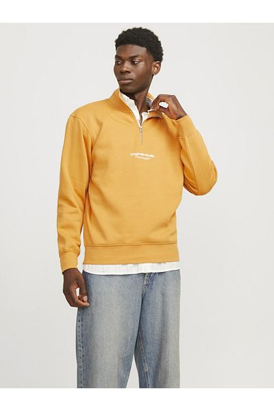 Jack & Jones Hanorac galben Jorvesterbro Noos pentru bărbați - cu fermoar sfert, Hn 12241777 -Honeyyell