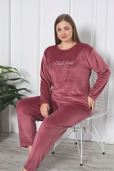 Asel Σετ βελούδινες πιτζάμες Plus Size