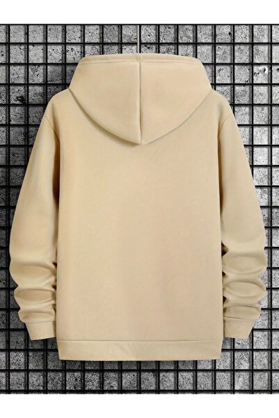 caddekombin Minarui Принтирана мека вълнена подплатена 2-слойна суитшърт с качулка и джобове