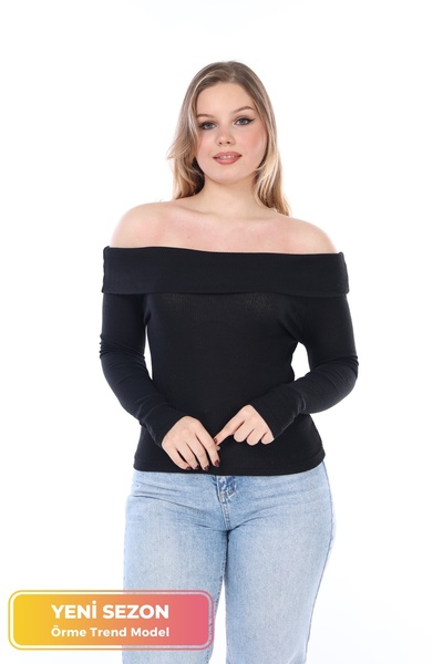 JAWEN New Season Madonna Collar Ribbed Women's Blouse - Long Sleeve, Slim Fit...