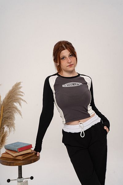 AtegeWear Y2k Harajuku Seeyou Later με στάμπα μακρυμάνικο Crop