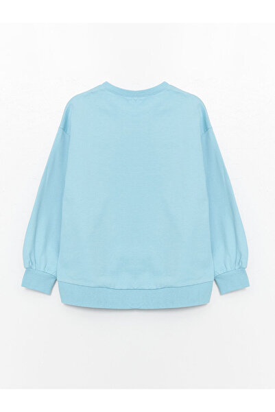 LC Waikiki Lcw Kids Blue Crew Neck Printed Long Sleeve Girls Pajamas Set